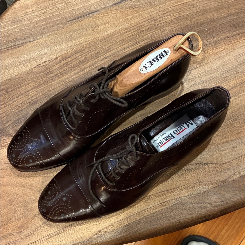 Mario Bruni Dark Brown Leather Oxfords